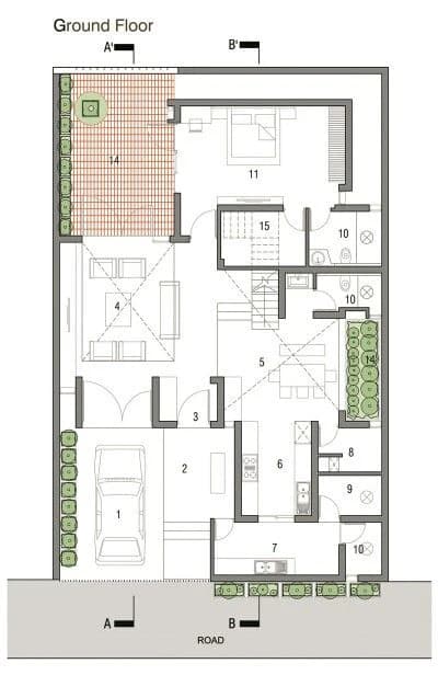 2D House floor plan with spacious living area